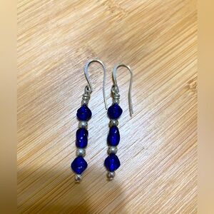 Blue & Silver Beaded Earrings 💙